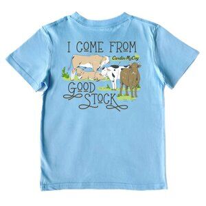 Cardin McCoy Light Blue Short Sleeve Shirt “I Come From Good Stock” Size M
